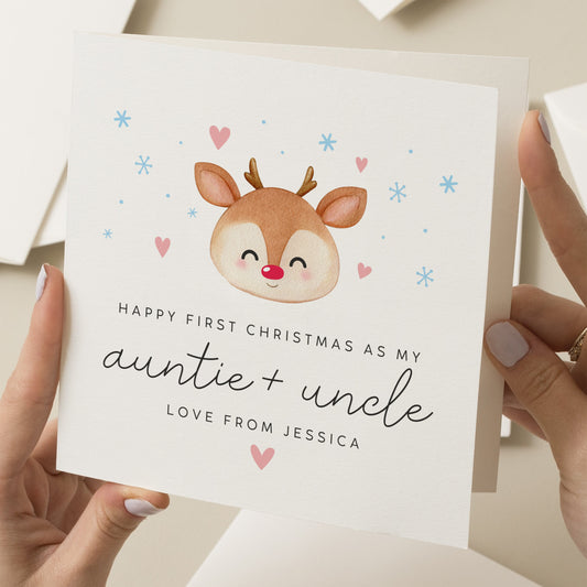 Happy First Christmas As My Auntie And Uncle, Personalised Christmas Card For Auntie and Uncle, Xmas Card, Aunt And Uncle Christmas Gift