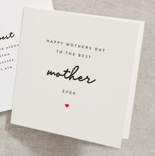 Happy Mothers Day Card For Mother, Happy Mothers Day Card, Mothers Day Card For Mummy, Mum Mothers Day Card, Best Mother Ever Card MD078