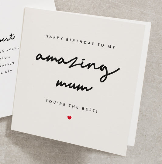 Birthday Card For Mum, Happy Birthday To My Amazing Mum, Happy Birthday Card Mum, For Mum Bday Card BC054