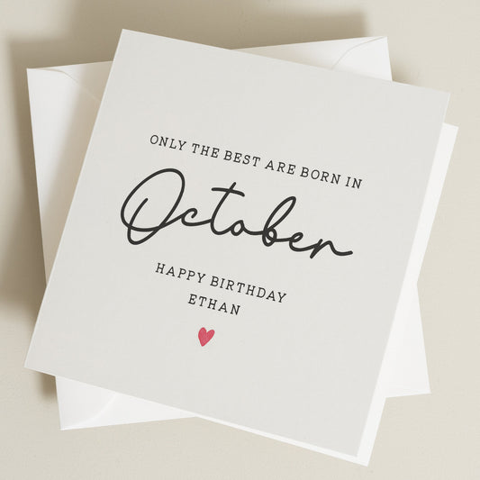 Simple Personalised Birthday Card, October Birthday Card, Funny Birthday Card To Her, To Friend, Birthday Gift To Him, Birthday Month Card