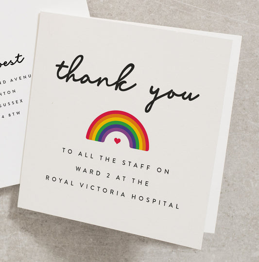 Personalised Thank You Card, For Nurses, Doctors, Hospital, Healthcare, Thank You Card For Hospital Ward, Keyworker, Custom Wording TY008