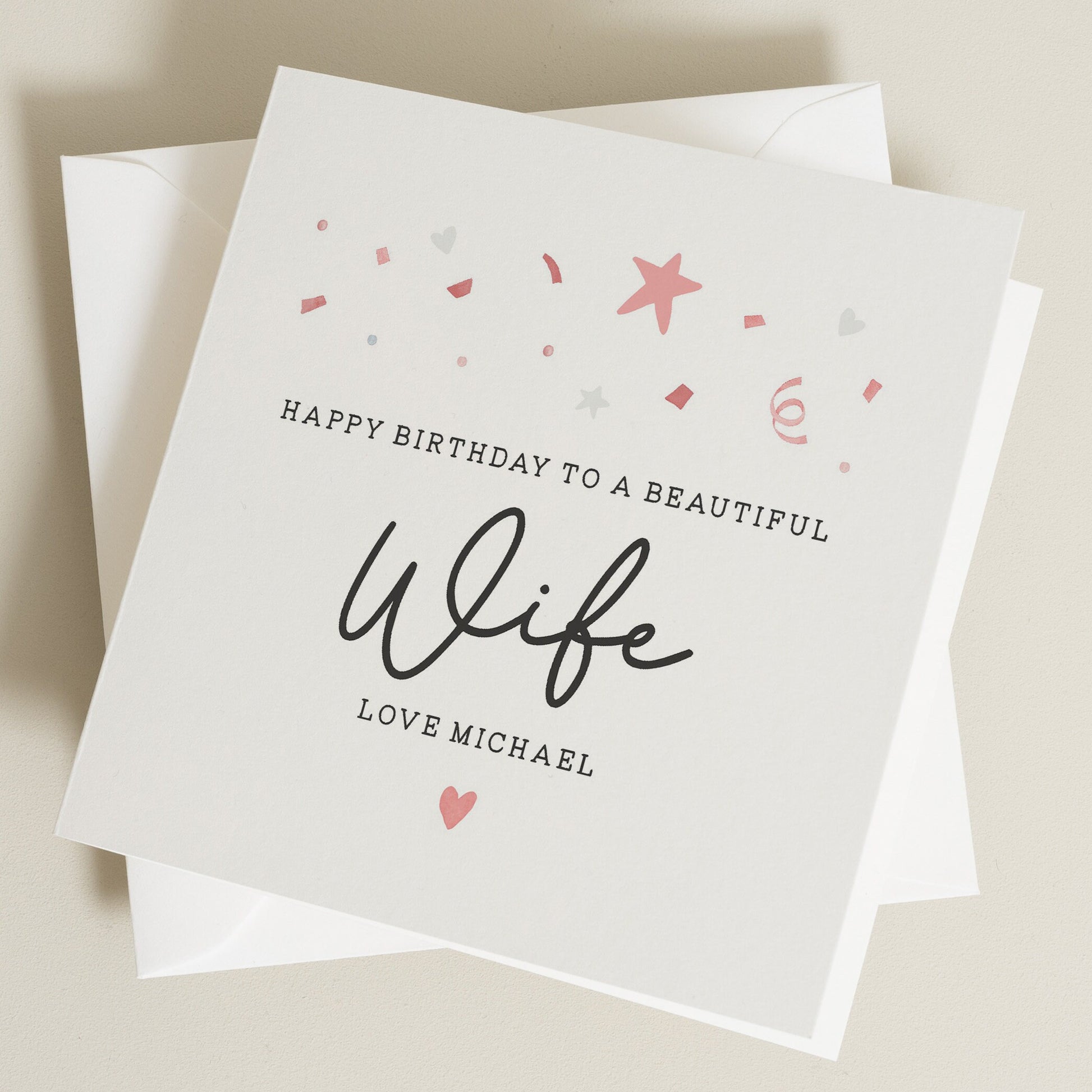 Wonderful Birthday Card For Wife, Personalised Wife Birthday Card, Birthday Gift For Her, Simple Wife Birthday Card, Romantic Card For Her