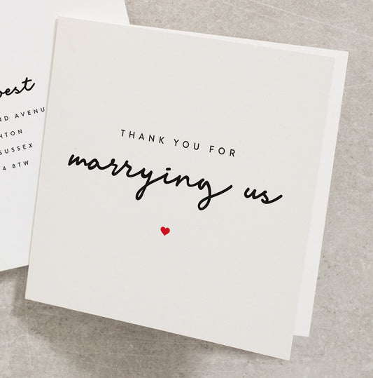 Thank You For Marrying Us Card, Officiant Thank You Card, Vicar, Priest Thank You Card, Wedding Officiant Thank You, Wedding WY095