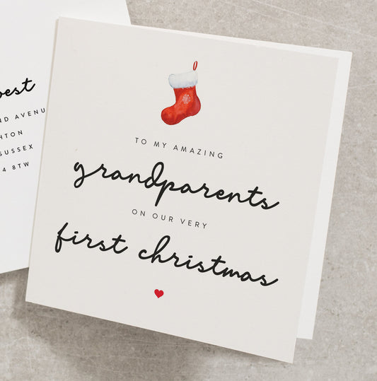 Grandparents Christmas Card, Christmas Card For Grandparents, Grand Parents First Christmas Card, Nan and Grandad Christmas Card CC371