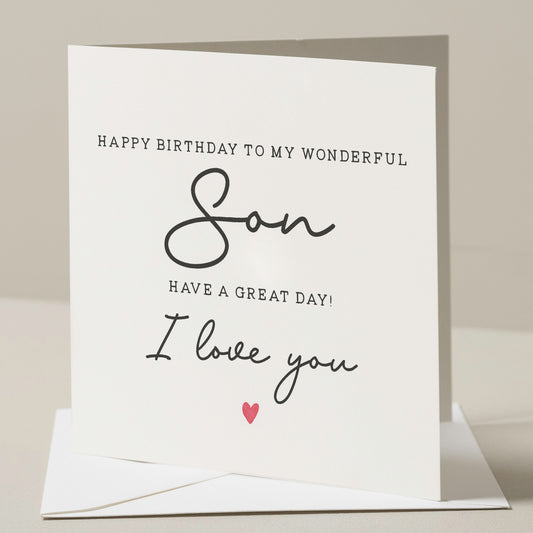 Birthday Card For Son, Birthday Gift To Son, Son Birthday Gift, Wonderful Son Birthday Card, Special Birthday Card To Son