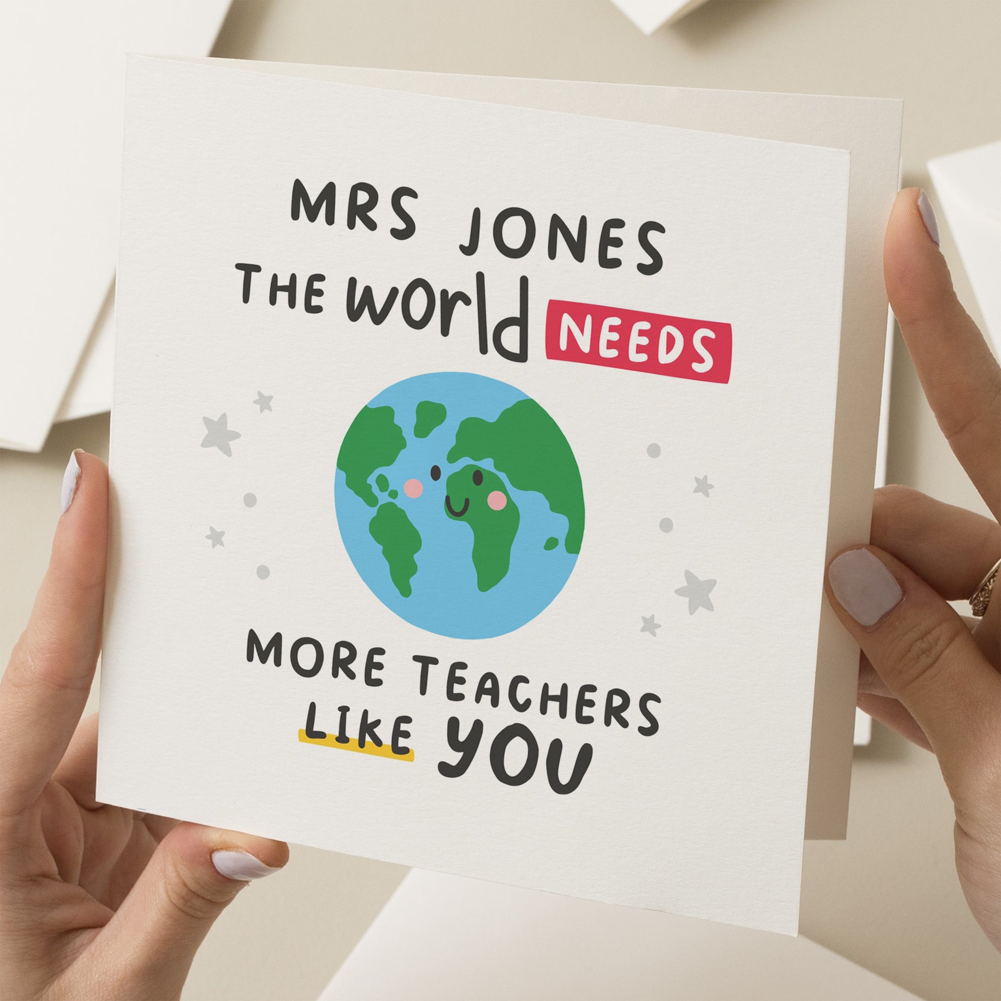 The Best Teacher In The World Card, Personalised Teacher Thank You Card, End of Term Gift For Teacher, Great Teacher Card, Card From Student