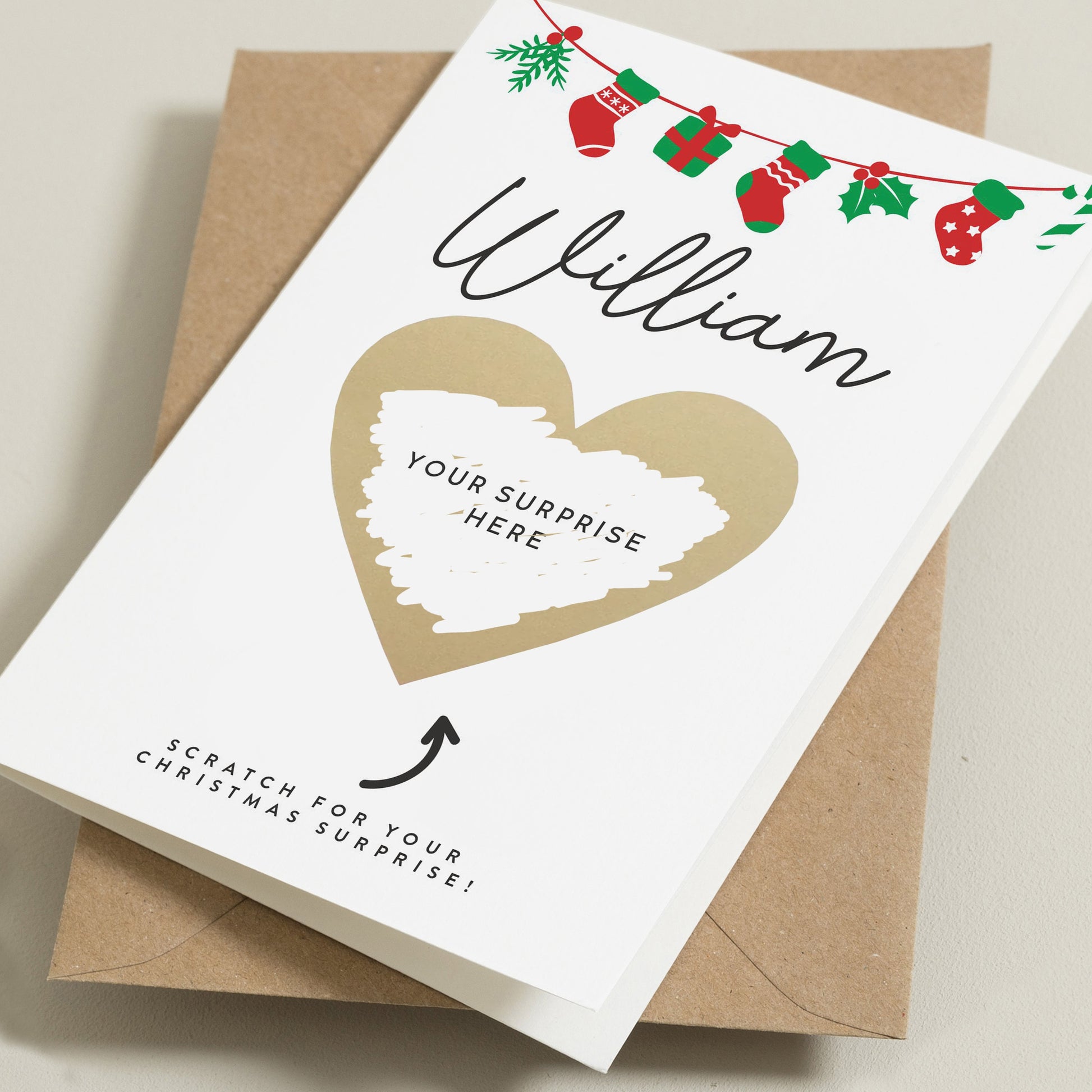 Boyfriend Scratch To Reveal Christmas Card, Husband Surprise Scratch, Girlfriend, Personalised Friend Surprise Christmas Card, Surprise Gift