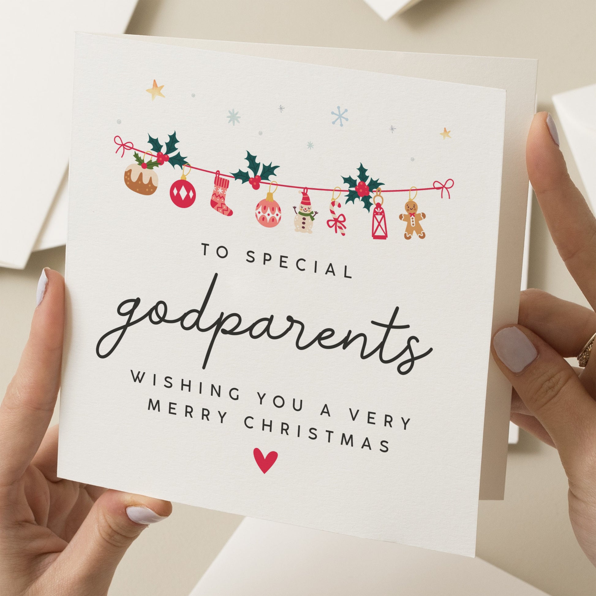 Christmas Card For Godparents, Godparents Christmas Card, Christmas Gift To Godfather, Godmother Mum Xmas Gift, Simple God Parent Xmas Card