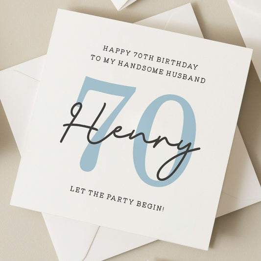 Personalised 70th Birthday Card For Husband, Husband Seventieth Birthday Card, Husband 70th Birthday Gift, Happy 70th Birthday Card For Him