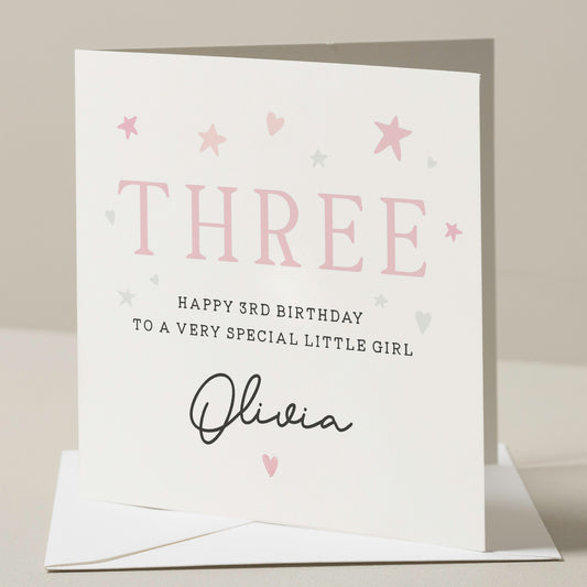 Personalised 3rd Birthday Card For Daughter, Niece Third Birthday Card, 3rd Birthday Card For Granddaughter, Special Girl Birthday Gift,