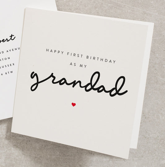 Grandad Birthday Card, Happy 1st Birthday As My Grandad, Birthday Card For Him, Grandpa Card, Pops, Grandparent, Personalised Handmade BC254