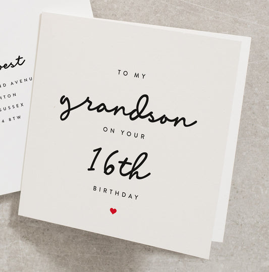 16th Birthday Card For Grandson, To My Grandson On Your 16th Birthday, Grandson Birthday Card, Grandson 16th Birthday Card BC372