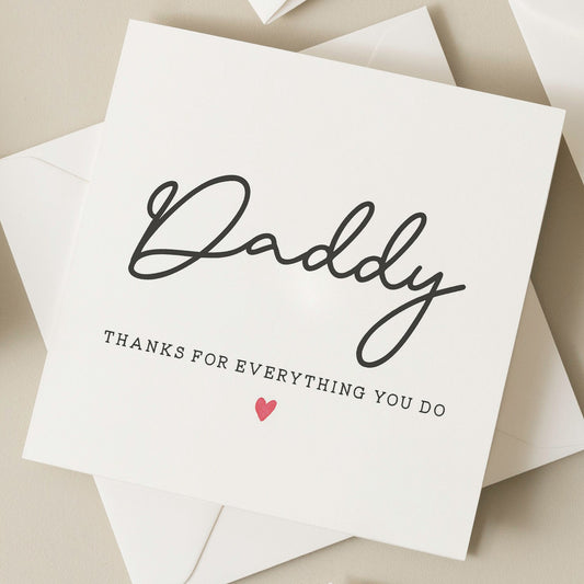 Thank you Daddy Fathers Day Card, Fathers Day Gift For Daddy, Simple Fathers Day Card, Fathers Day Card From Son, Daughter Card To Daddy