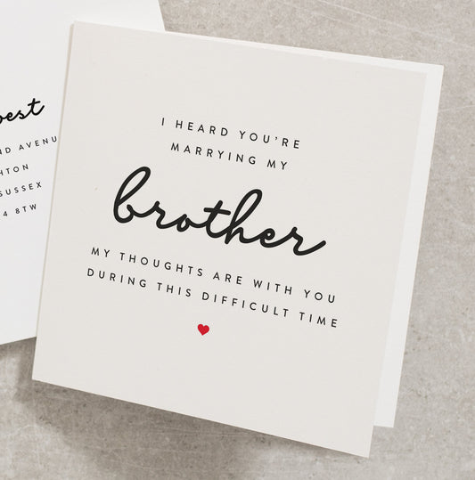 You&#39;re Marrying My Brother Engagement Card, Fun Engagement Card, Congratulations On Your Engagement, The Big Day Card For Engagement EN032