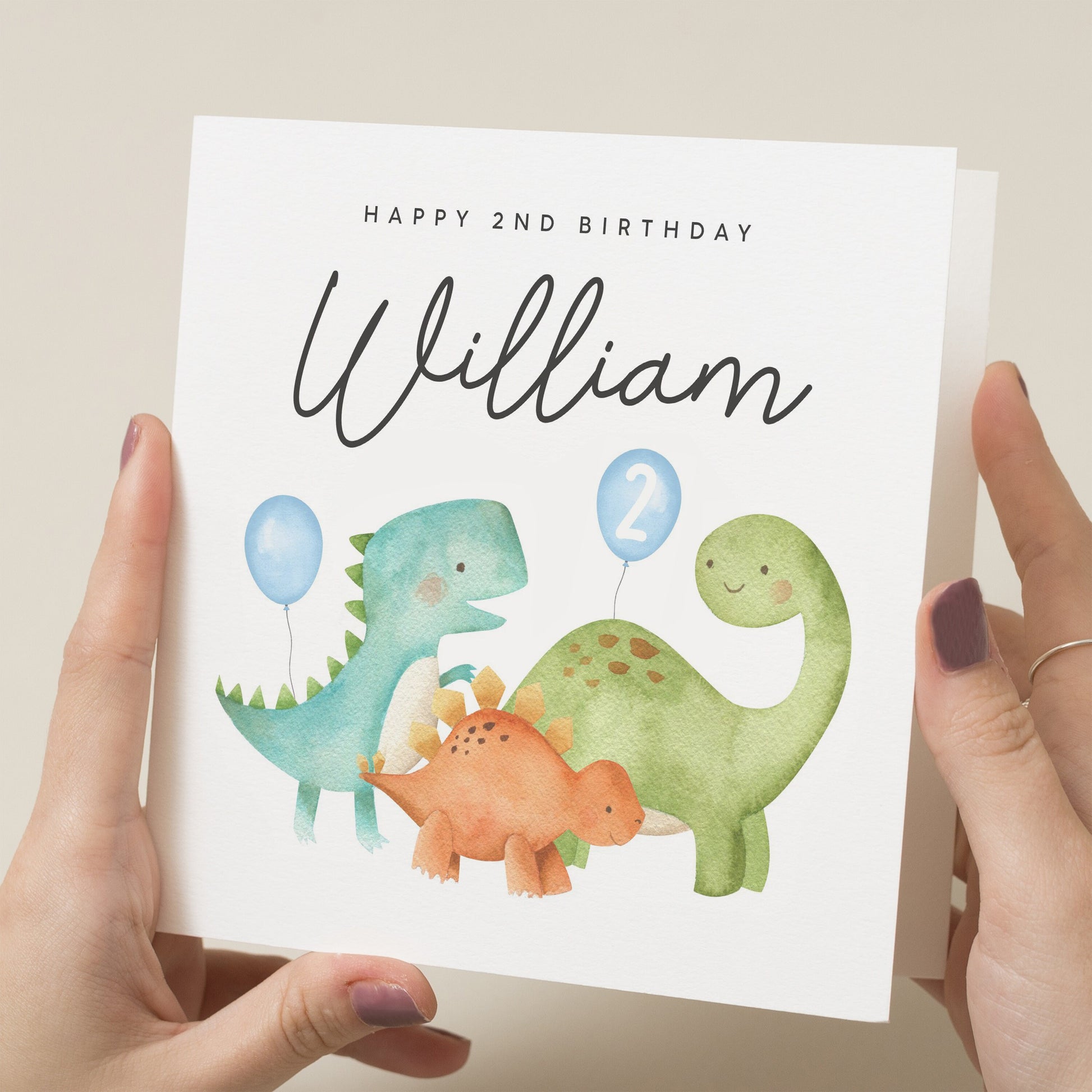 Dinosaur 2nd Birthday Card For Boy, Grandson Birthday Card, Nephew 2nd Birthday Card, 2nd Birthday Card, Cute Dinosaur Card