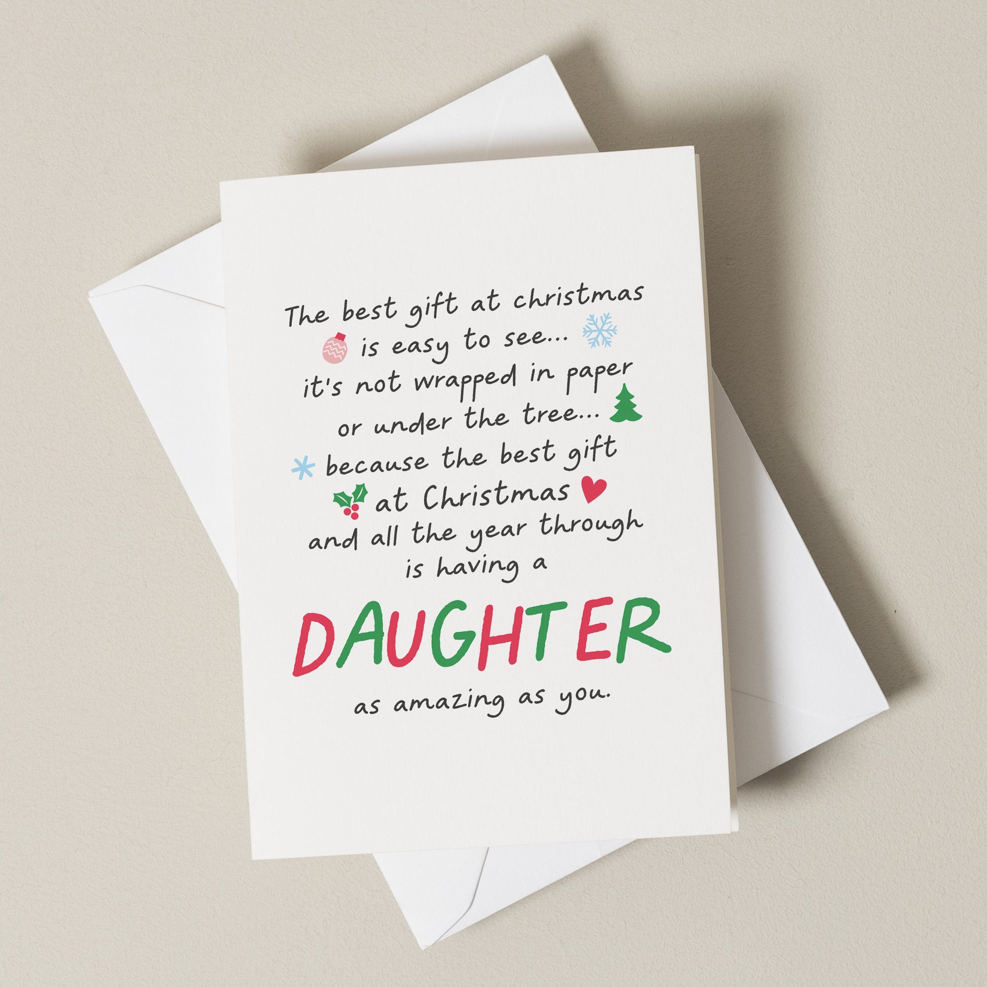 Daughter Christmas Card, Christmas Poem Card For Daughter, Daughter Christmas Gift, Cute Christmas Card, Christmas Card For Kids, Xmas, Gift