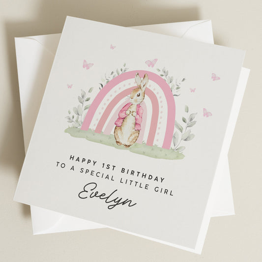 Personalised Happy First Birthday Card Girl, Happy 1st Birthday Card For Daughter, 1st Birthday Card For Granddaughter, Little Girl Birthday