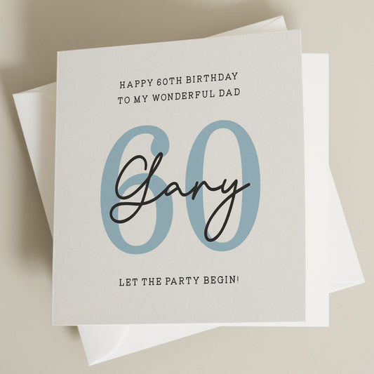 Personalised Birthday Dad Card, 60th Birthday Card For Dad, Sixtieth Birthday Dad Card, Happy Birthday Dad, 60th Birthday Gift, Father, Dad