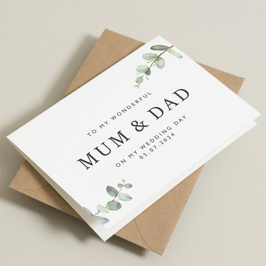 To My Mum And Dad On My Wedding Day Card, Personalised Wedding Card For Mum, For Dad, Wedding Day Card To Parents, Thank You Mum And Dad