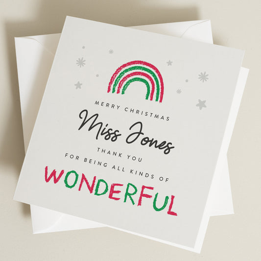 Rainbow Christmas Card, School Christmas Card For Teacher, Teacher Thank You Christmas Card, To My Teacher Christmas Card, Christmas Card