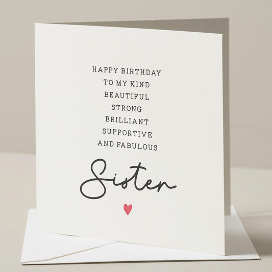 Sister Birthday Card, Poem Birthday Card For Sister, Birthday Gift For Sister, Cute Card For Sister, Sister Birthday Gift, Simple Poem