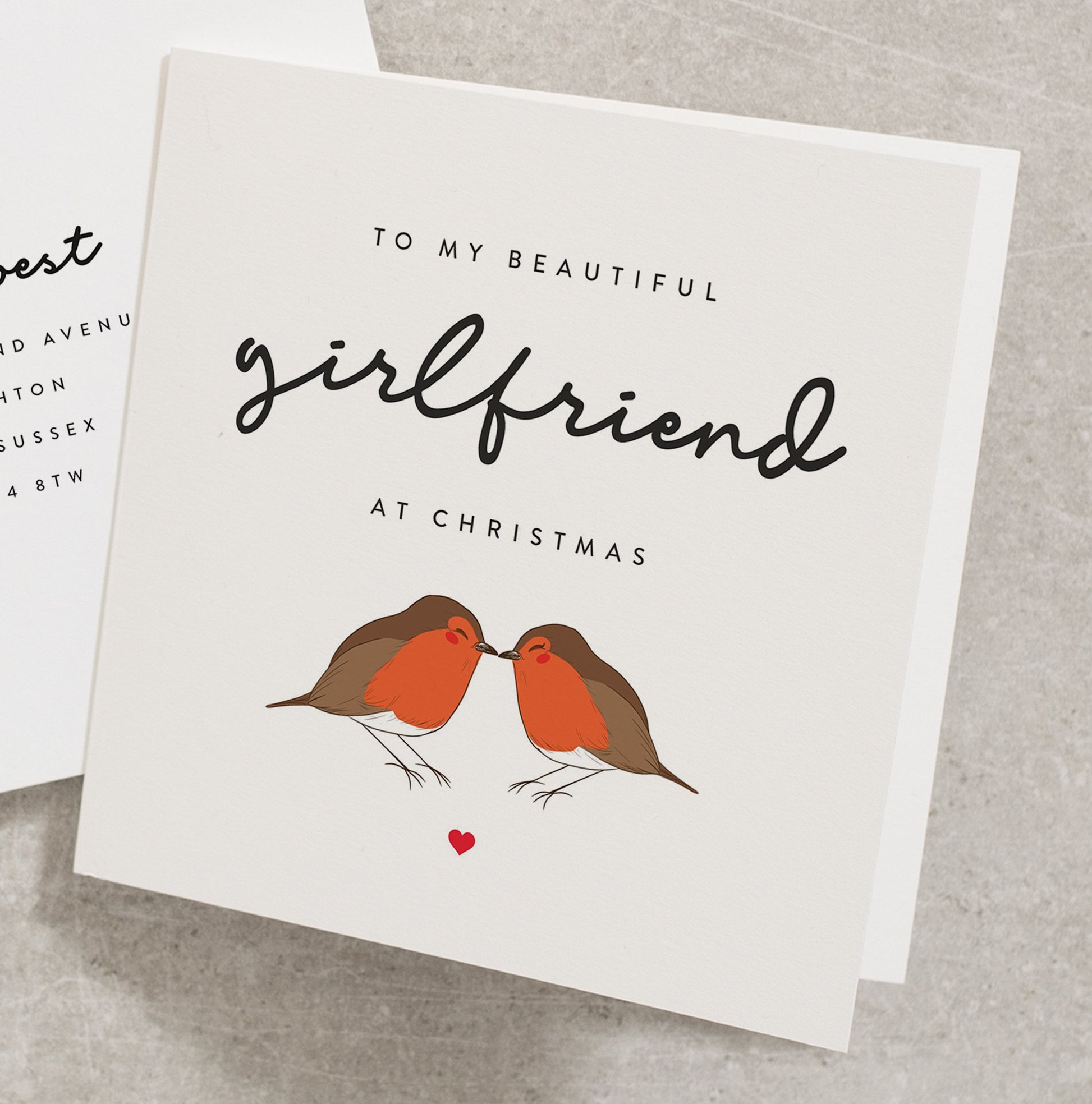 Robin Christmas Card for my Girlfriend, Love Birds Christmas Card for Her, Cute Christmas Cards, Beautiful Girlfriend Christmas Card CC527