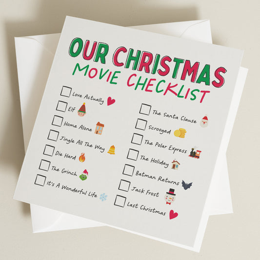 Christmas Movie Advent Christmas Card, Funny Personalised Christmas Card, Boyfriend Christmas Card, Christmas Movie Family Christmas Card