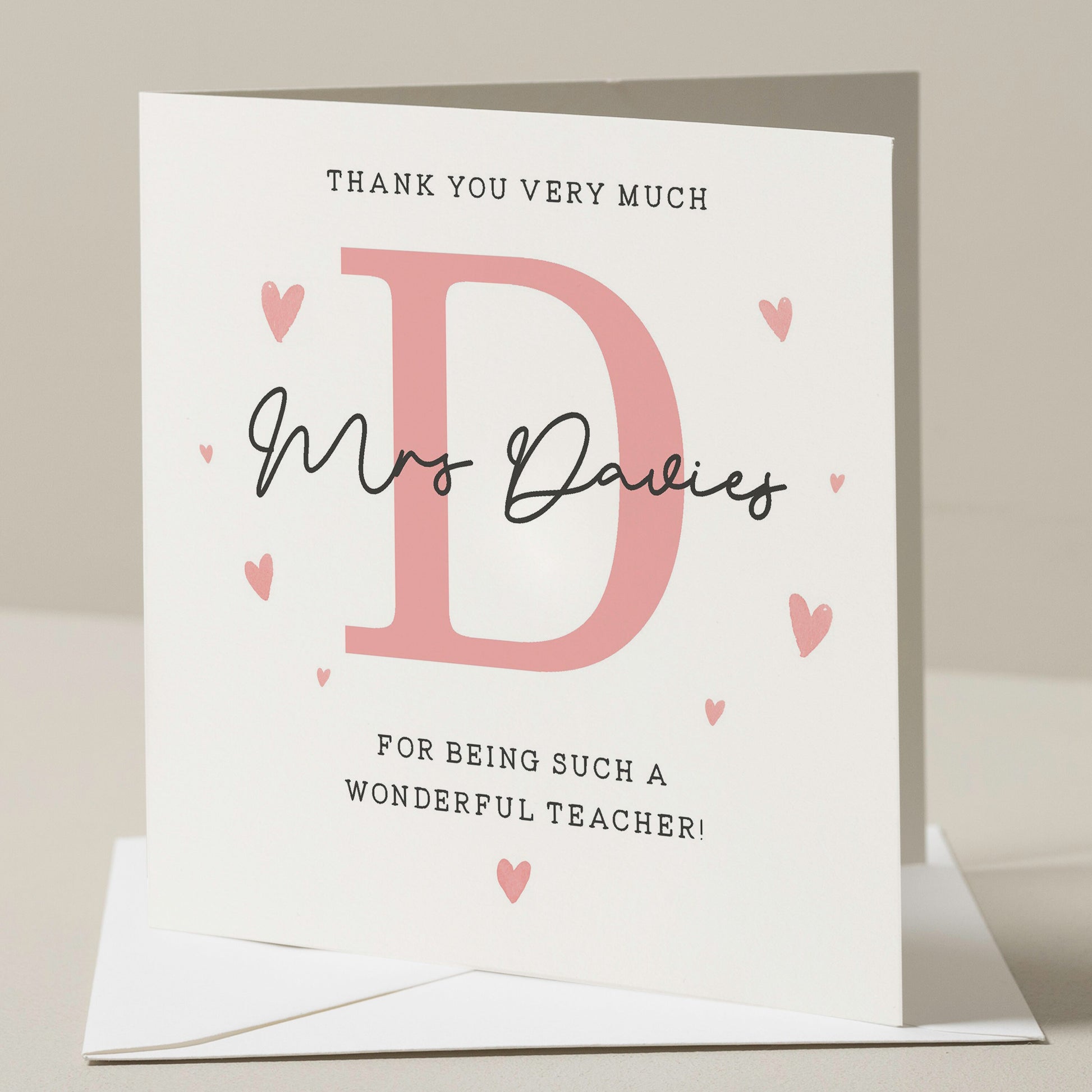 Teacher Thank You Card, Personalised Teacher Card, Thank You For Being A Wonderful Teacher, End of Term Card For Teacher, End Of School Gift