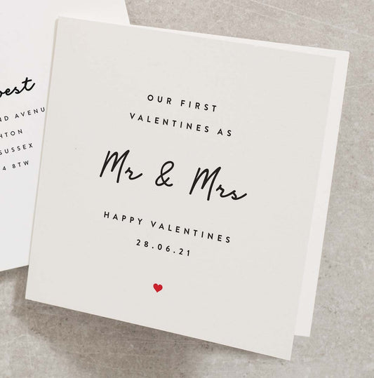 First Valentines Card As Mr and Mrs, Happy First Valentines Card, Valentines Card For Husband, Wife Valentines Card, Valentines Card VC139