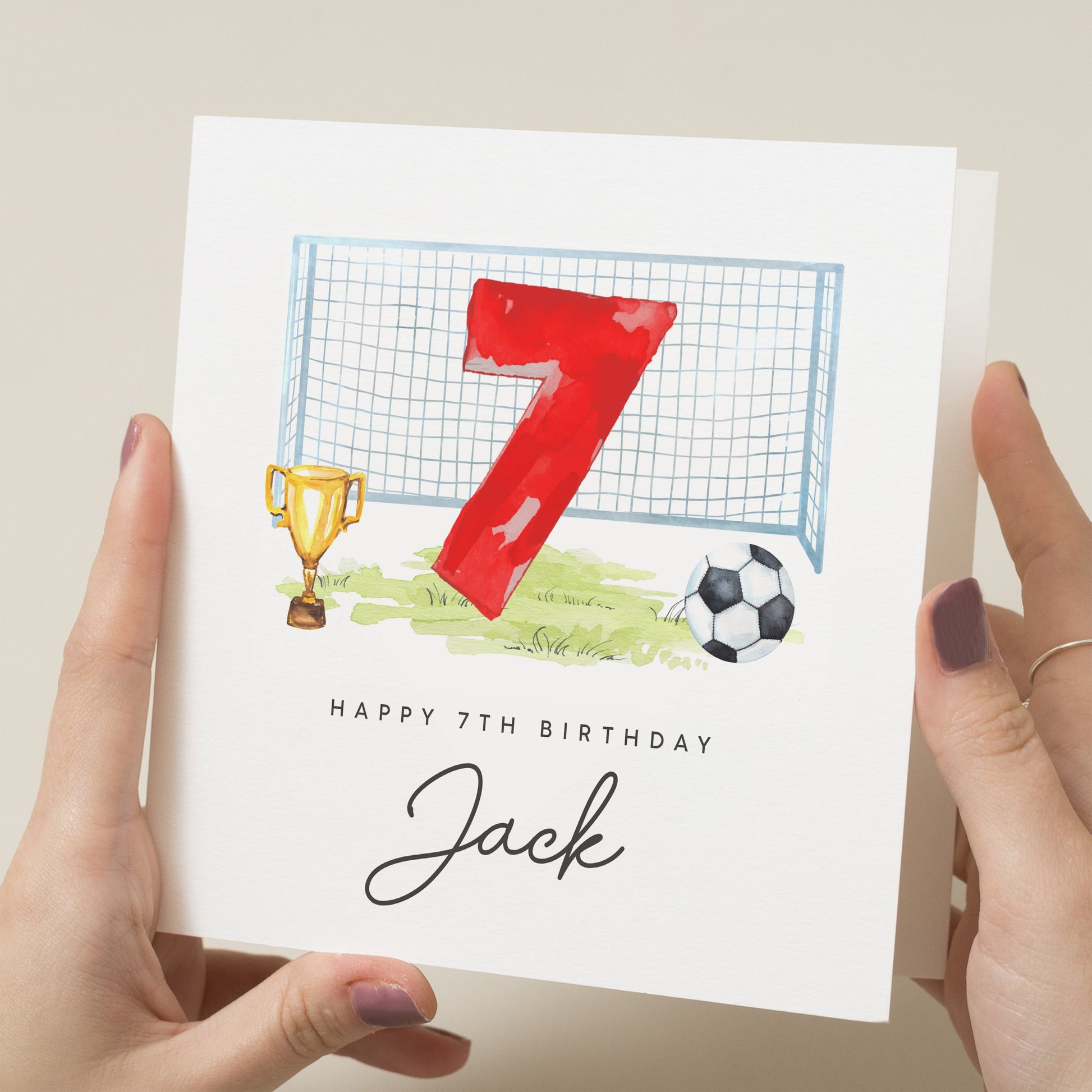 Football Birthday Card, Personalised 7th Birthday Card, Seventh Birthday Card For Son, 7th Birthday Card for Grandson, For Nephew