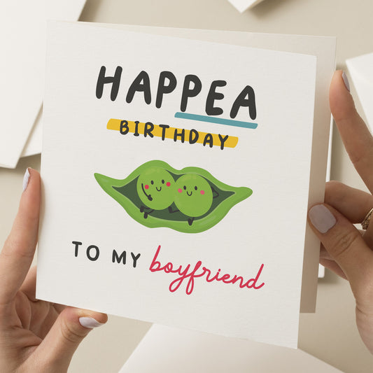 Boyfriend Birthday Card, Funny Card For Boyfriend, Hap-Pea Birthday Joke Birthday Card, Gift For Boyfriend, Funny Birthday Card For Him