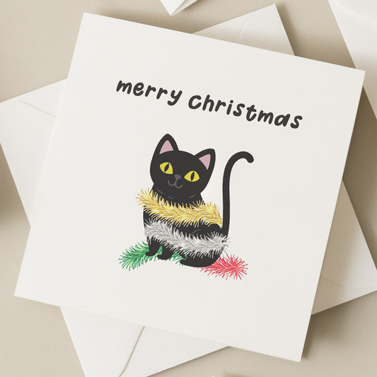 Cat Christmas Card, Cat Owner Christmas Card, Cute Cat Card For Friend, Merry Christmas Cat Parent Xmas Card, Friend, Cat Owner For Them