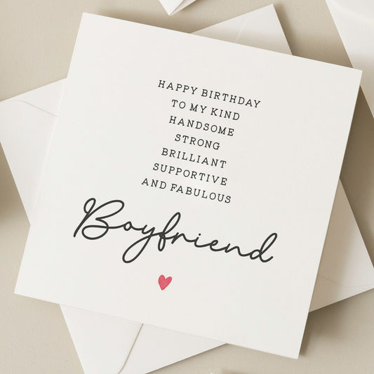 Boyfriend Poem Card, Birthday Card For Boyfriend, Gift For Boyfriend, Partner Birthday Card, Simple Card For Him, Romantic Card