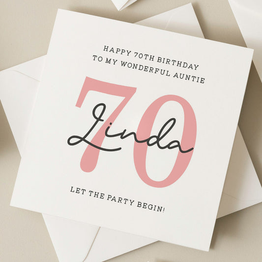 Personalised Birthday Auntie Card, Aunty 70th Birthday Gift, 70th Birthday Card For Aunt, Auntie Seventieth Birthday, Milestone Birthday