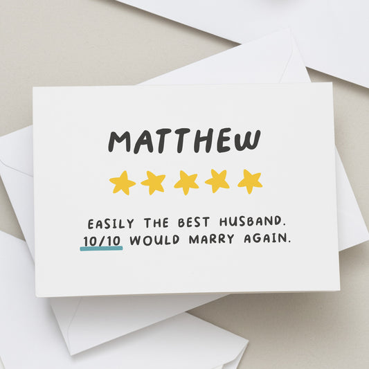 Birthday Card For Husband, Personalised Anniversary Card For Him, Star Rating Funny Card, Review Card For Partner, Best Friend Gift, Fiancée