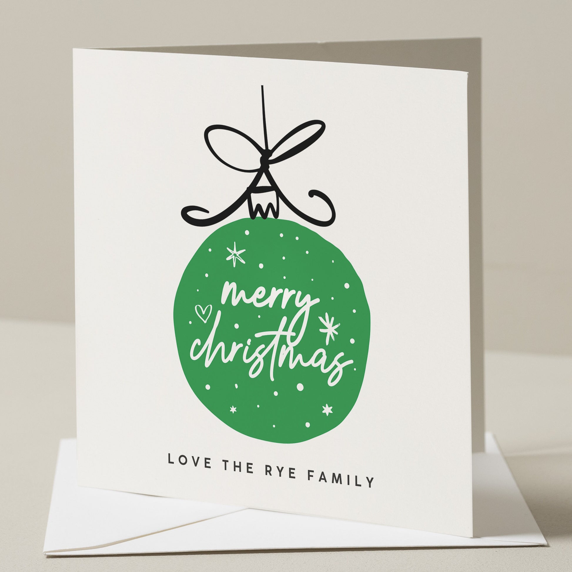 Christmas Card for Him, Family Bauble Christmas Card for Her, Personalised Christmas Card For Family Boyfriend, Husband, Wife