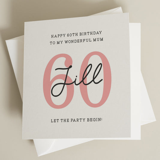 Personalised Birthday Mum Card, 60th Birthday Card For Mum, Sixtieth Birthday Mum Card, Happy Birthday Mum, 60th Birthday Gift, Mother, Mum