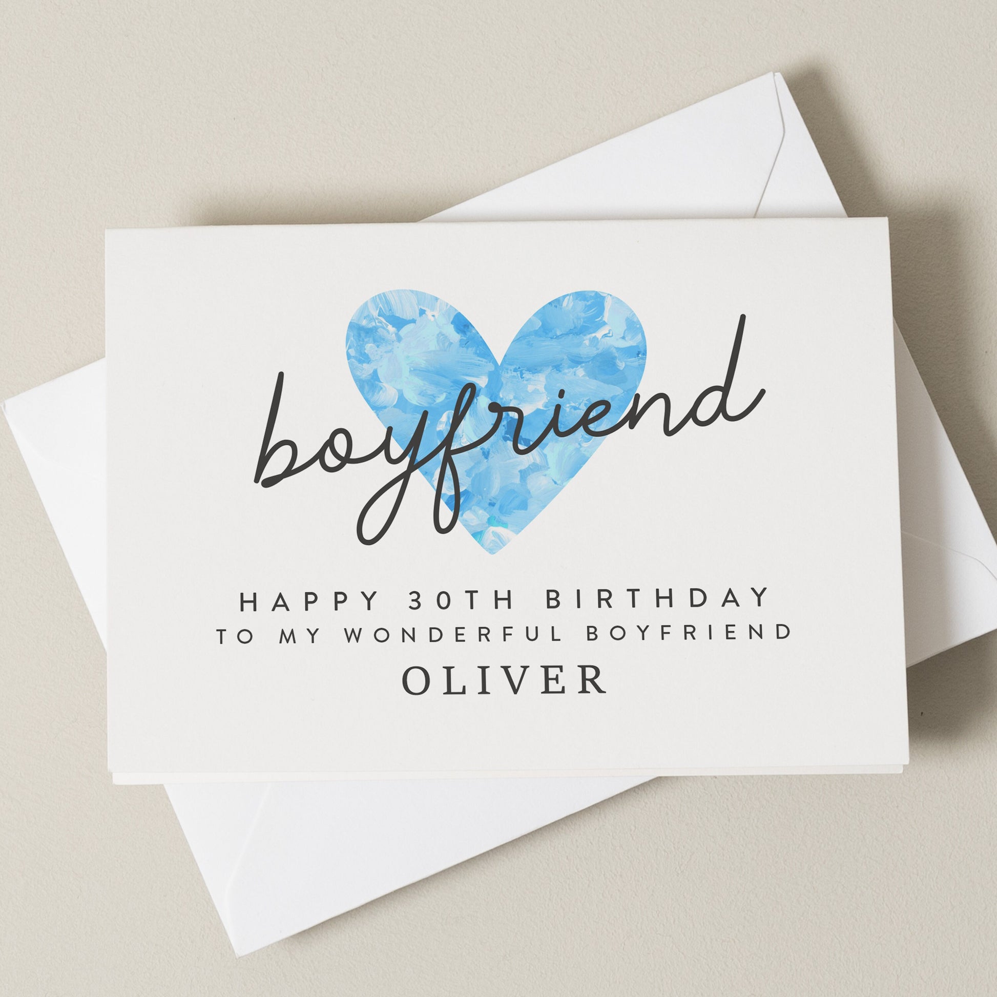 30th Birthday Card For Him, Boyfriend Card, To A Wonderful Boyfriend Happy Thirtieth, Personalised Milestone Birthday Card, Thirty Today,