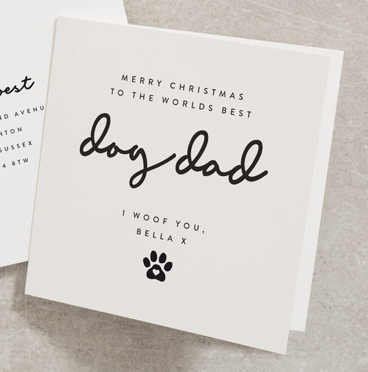 Personalised Worlds Best Dog Dad Christmas Card From Dog, Xmas Cad From Owner, Funny Dog Christmas Card For Him, Merry Christmas Card CC497