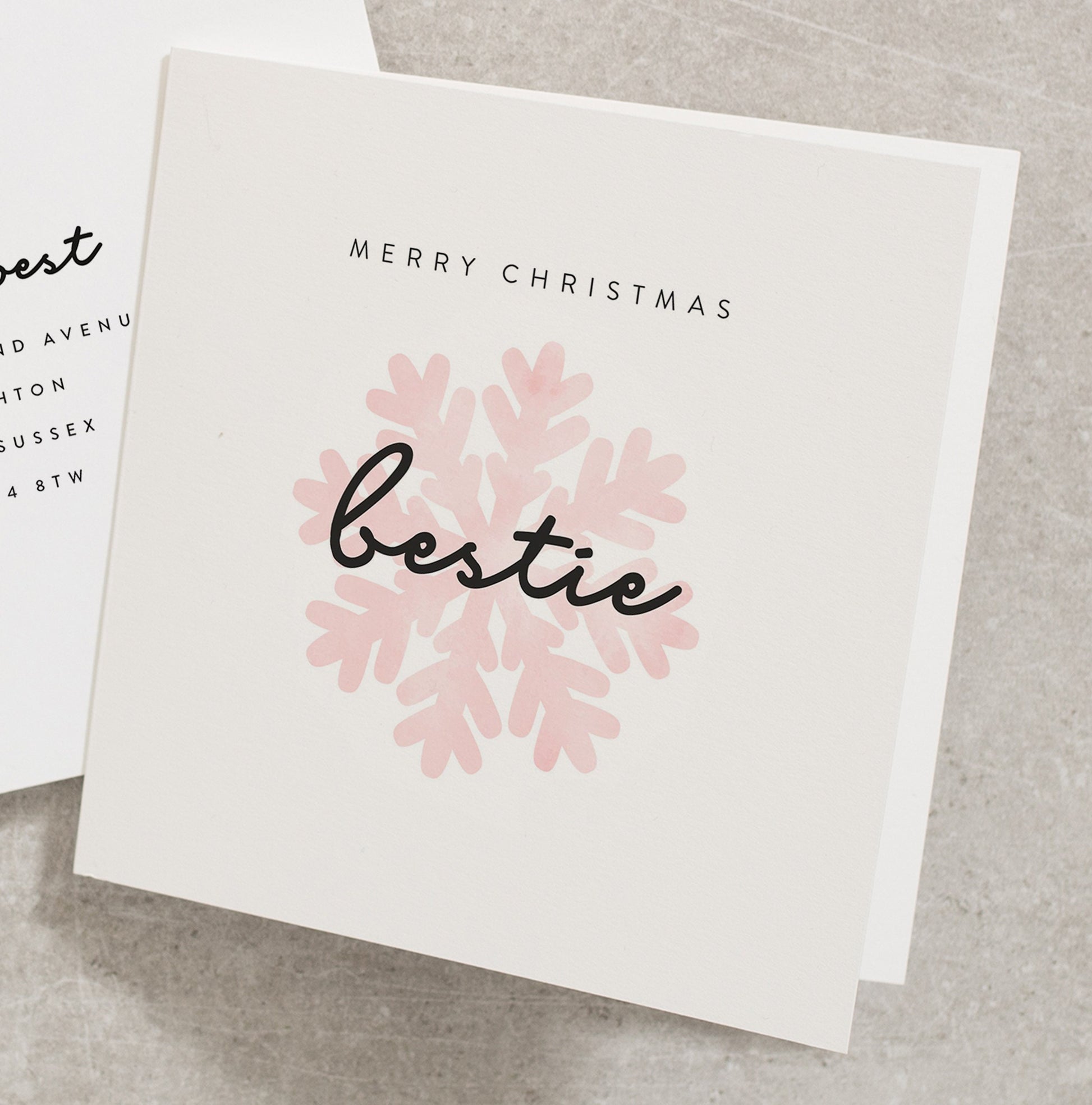 Snowflake Christmas Card to My Bestie, Xmas Best Friend Card, Simple Best Friend Christmas Card C477