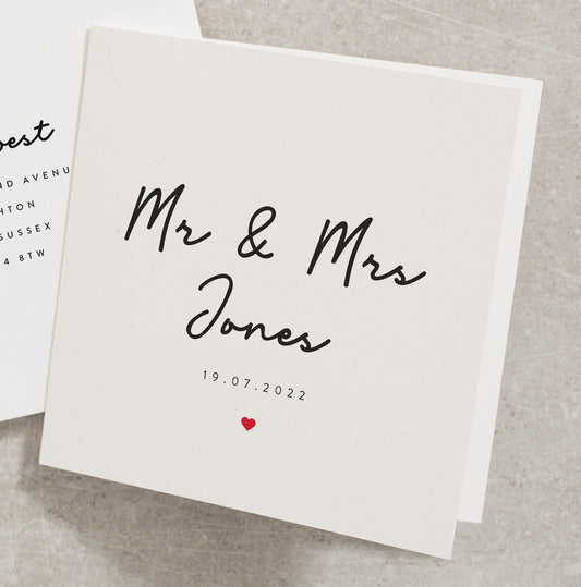 Personalised Mr & Mrs Card, Happy Wedding Day Card, Wedding Day Card, Wedding Gift Card, Just Married Card, Newly Married Card WD013