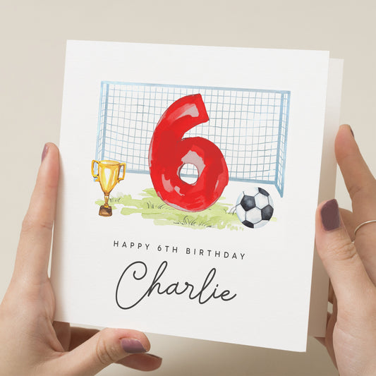 Football Birthday Card, Personalised 6th Birthday Card, Sixth Birthday Card For Son, For Nephew, 6th Birthday Card for Grandson