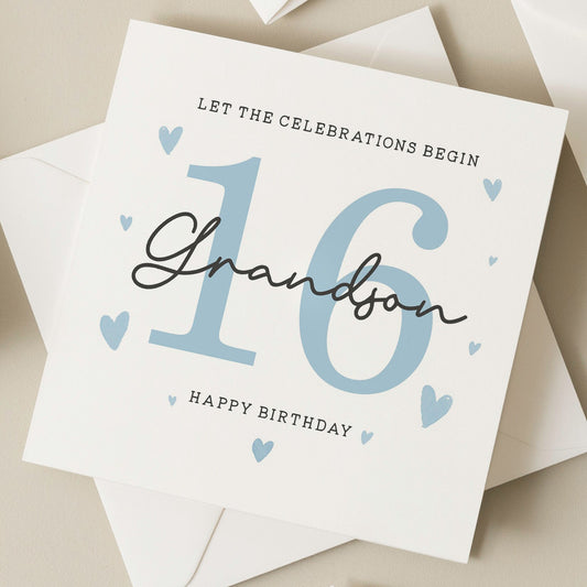 16th Birthday Card, For Grandson, Grandson 16th Birthday Card, 16th Birthday Card For Grandson, 16th Birthday Gift For Him, Sixteenth