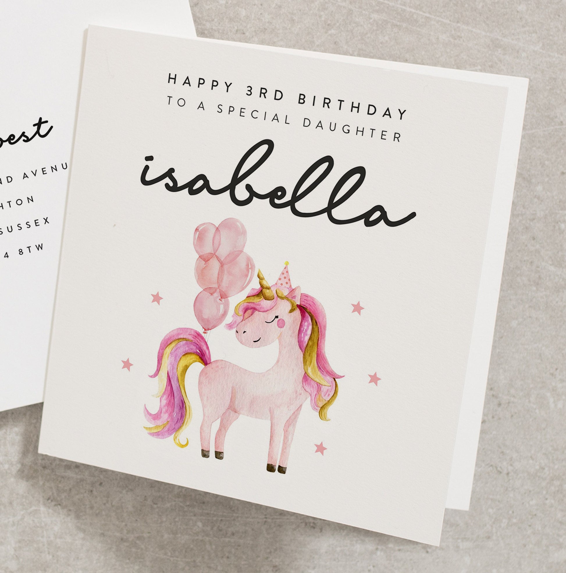 Unicorn Personalised Happy Birthday To Special Daughter Card, Daughter Pink Birthday Card, Happy 1st, 2nd, 3rd Birthday Daughter Card BC1006