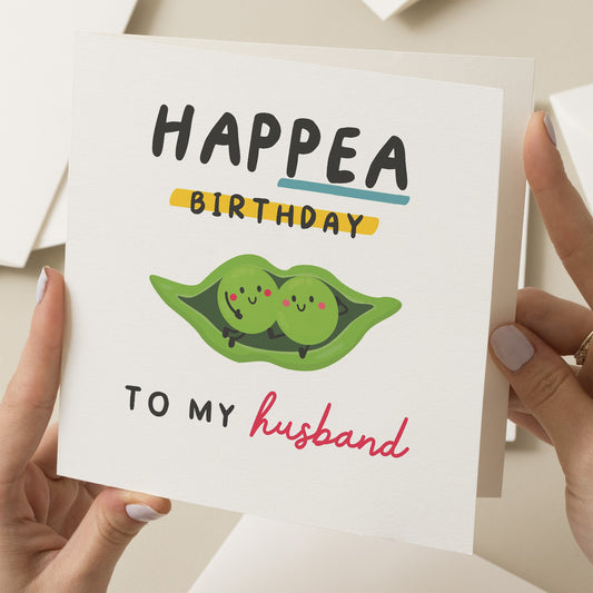 Husband Birthday Card, Hap-Pea Birthday Joke Birthday Card, For Husband, Birthday Gift For Him, Happy Birthday Husband, Card For Him