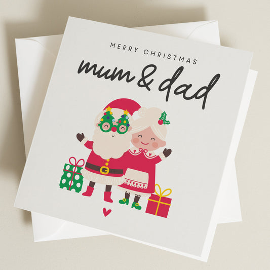 Christmas Card For Mum And Dad, Parents Christmas Card, Dad & Mum Christmas Card, Personalised Christmas Card Mum And Dad, Santa Claus Card