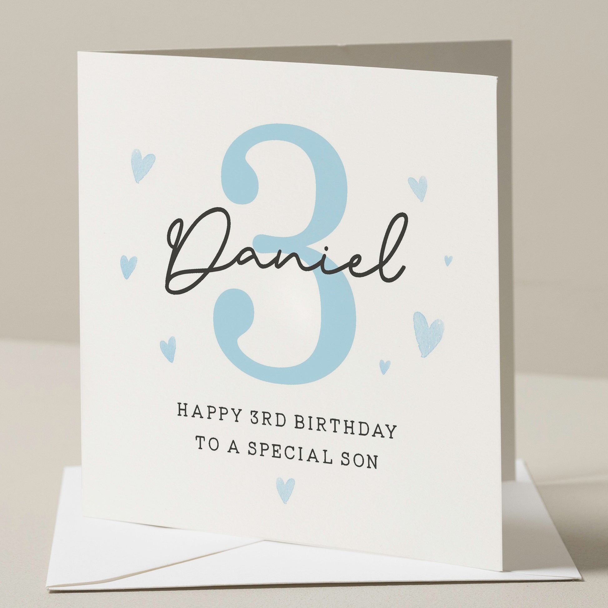 3rd Birthday Card For Son, Personalised Son Third Birthday Card, 3rd Birthday Card, Boy Birthday Gift, Birthday Boy, Cute Card