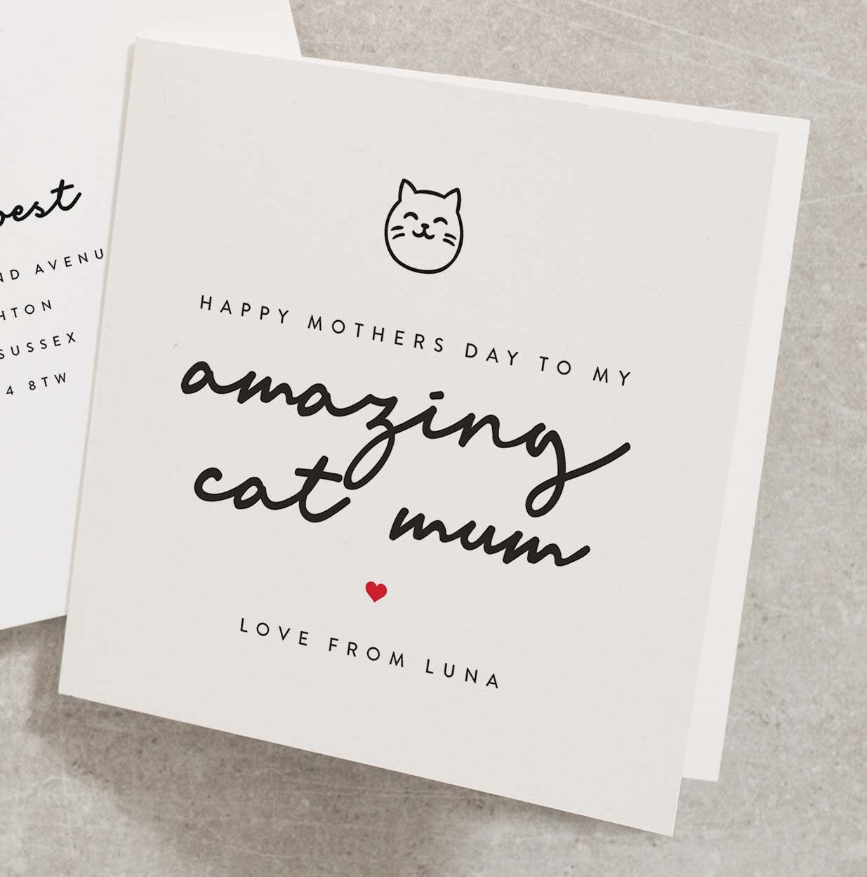 Personalised Mothers Day Card For Cat Mum, Cat Mum Mothers Day Card, Happy Mothers Day Card For Cat Mum, Mothers Day Card For Cat Mum MD070