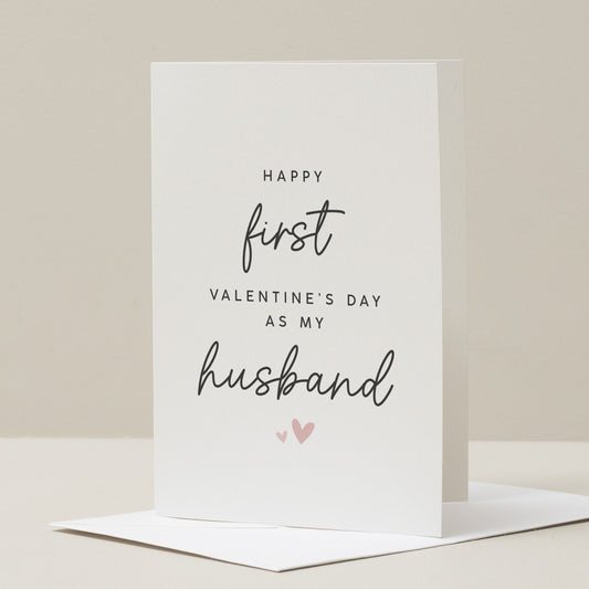 Husband First Valentine&#39;s Card, To My Husband on Our First Valentines, Romantic Valentines Day Card for Him, 1st Valentines Card Married