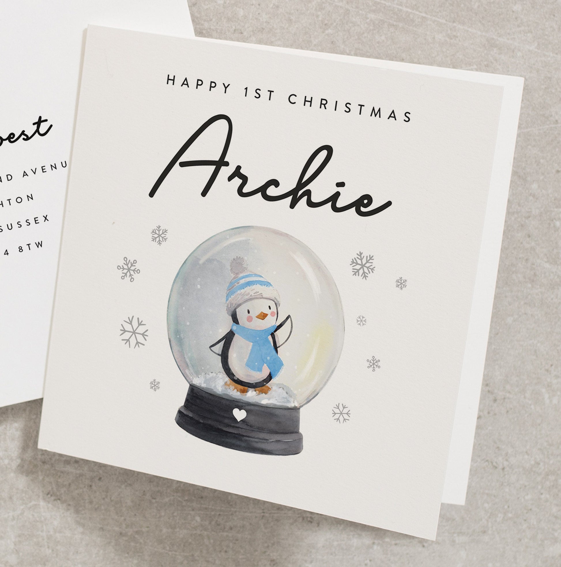 Personalised 1st Christmas Card For Baby Boy, Baby&#39;s First Christmas Card For Son, Grandson, Nephew, Grandchild, 1st Xmas Card CC558